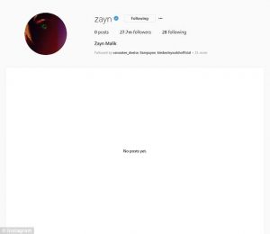 Cuenta vacía en Instagram de Zyan Malik