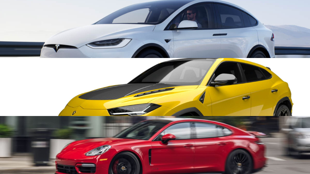 Tesla, Lamborghini Urus y Porsche Panamera GTS - cortesía