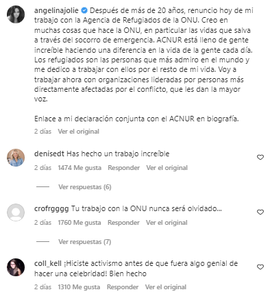 Comentarios Angelina Jolie