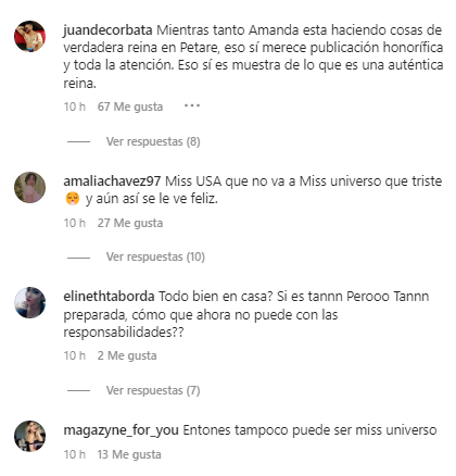 Comentarios Miss Universo 2022