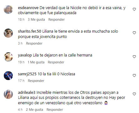 Comentarios a Liliana Rodríguez y Nicole Chávez
